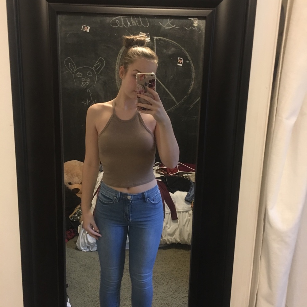 brown crop tank